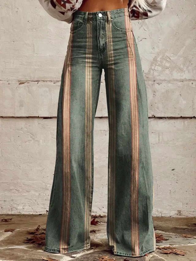 Thin Anti 3D Trendy Bell bottom Pants Women's Denim Wide leg Pants Yn1980 3Xl - Shop at LoveMi