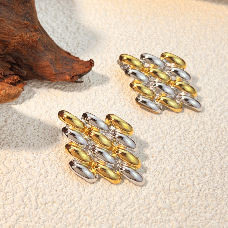 Stainless Steel Pleated Room Gold Ear-ring Clip Fashion