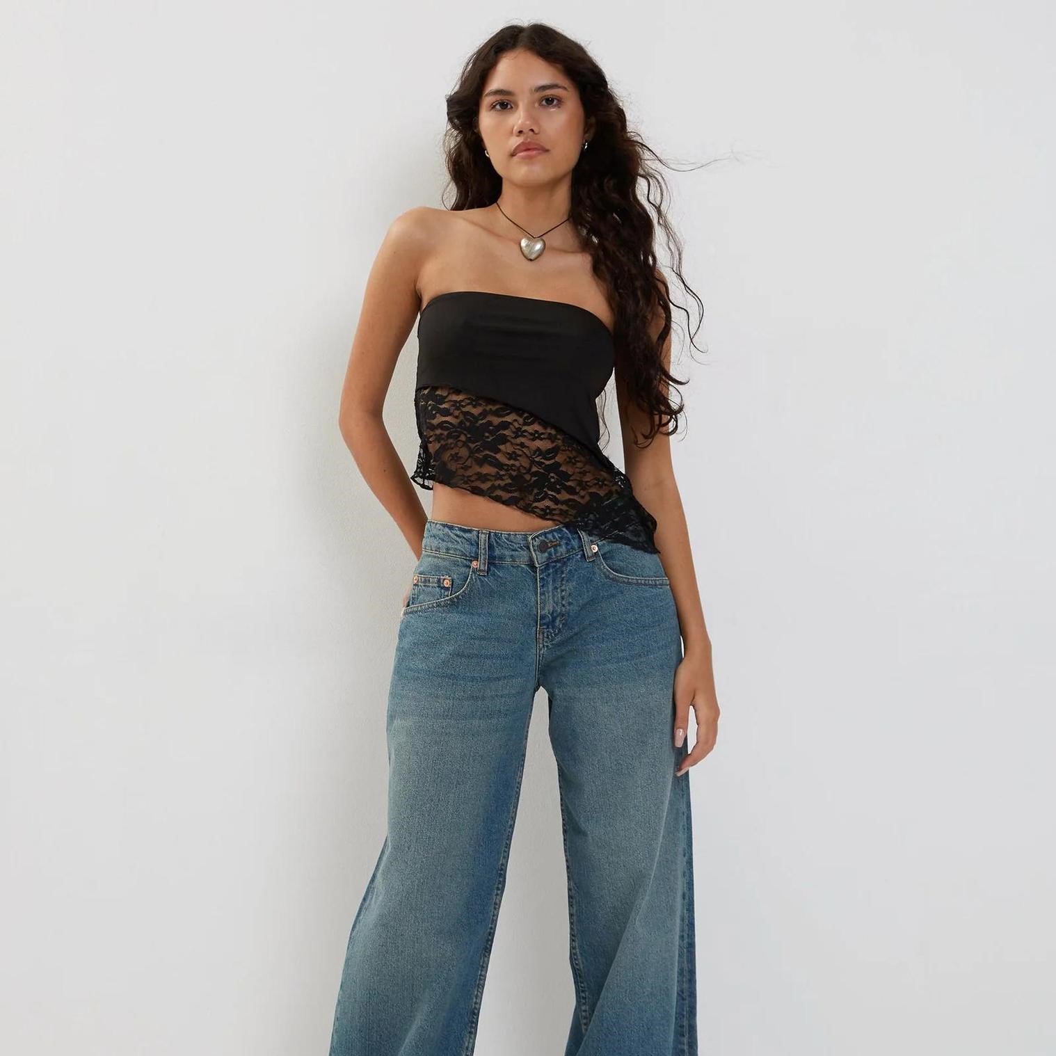 Women's Mesh Lace Top Spring Sexy Black Knitted Top - Image 5