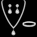 Full-diamond Bracelet Bridal Necklace And Earring Set view 4