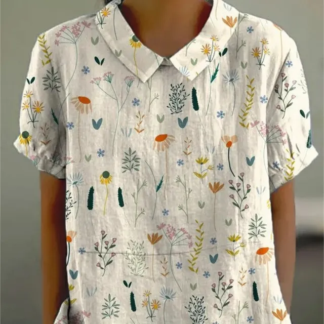 Ladies New Lapel Loose Casual Short sleeved Top Figure 3 S - Shop at LoveMi