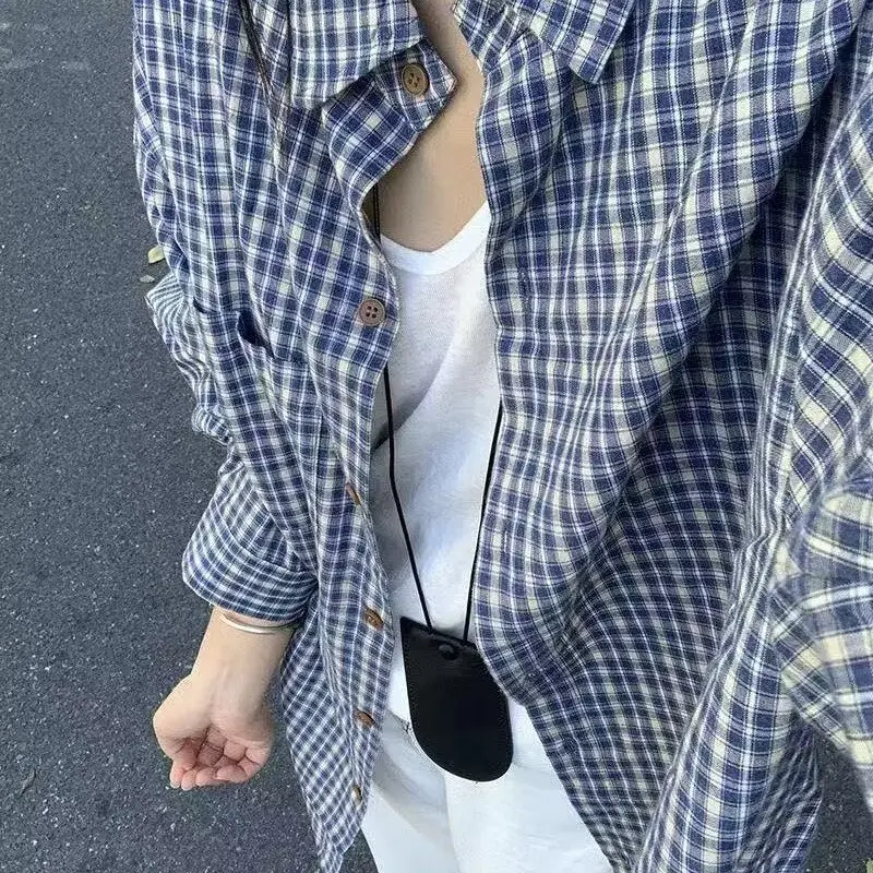 New Mens Long-sleeve Plaid Shirt