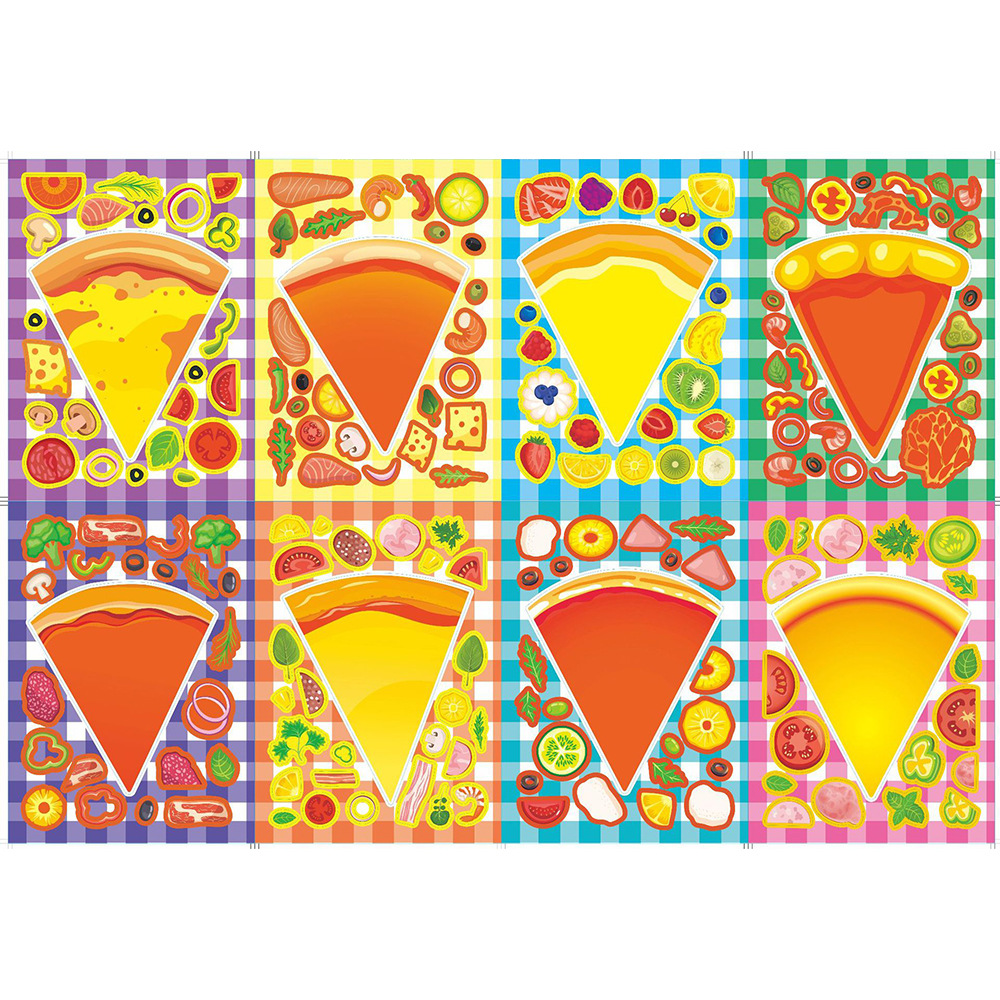 Title 4, 8 kreative Cartoon Gourmet Pizza Puzzle Sticker...