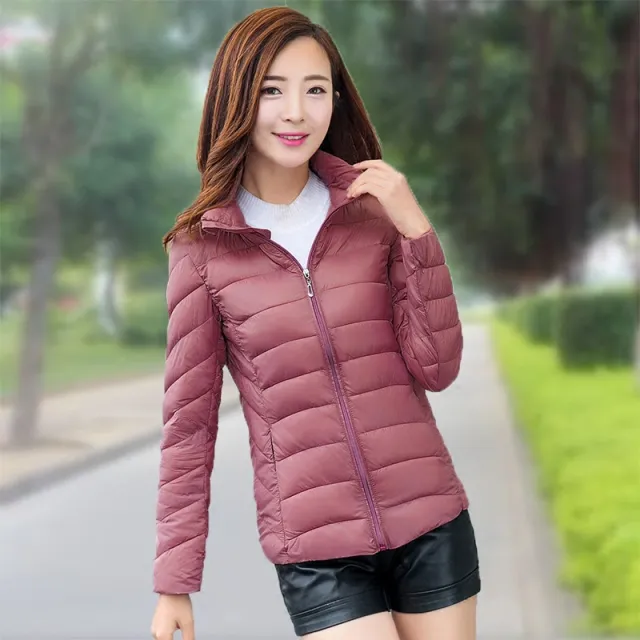 Slim fit Lightweight Down Puffer Coat For Winter In Plus Sizes Lotus Root Color Xl - Shop at LoveMi