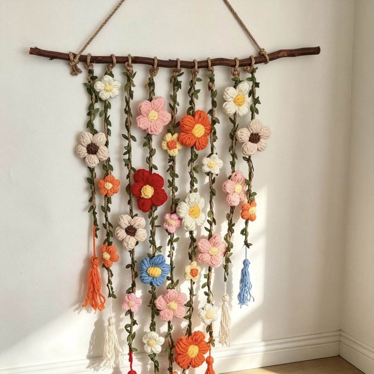 Handwoven Flower Tassel Wall Hanging, picture 3 of 4