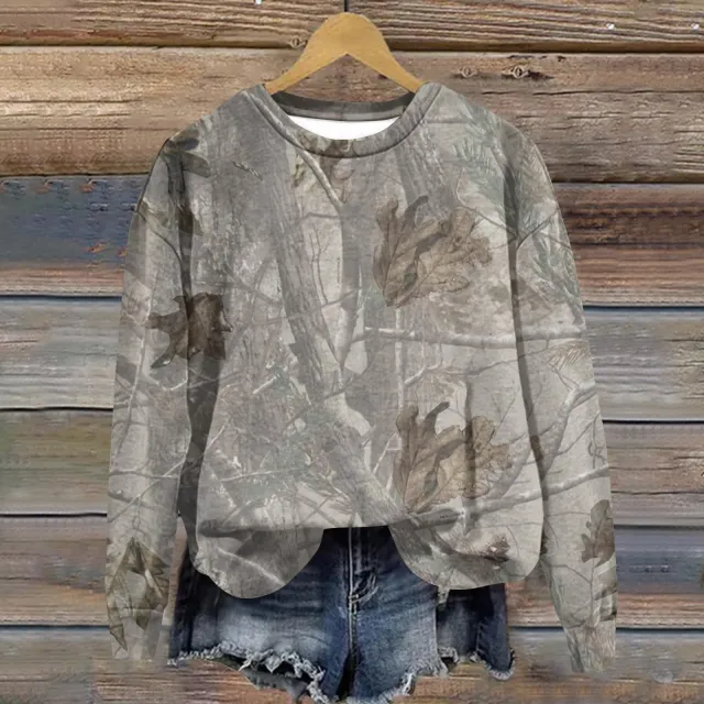 Camouflage Sweatshirt Maple Leaf Printed Crew Neck Sweatshirt Rnst5010203 Xxl - Shop at LoveMi