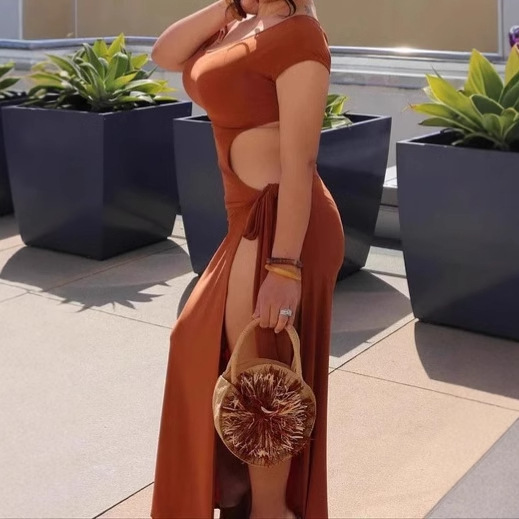 Women's Fashion Personality Bandage Short Sleeve Dress