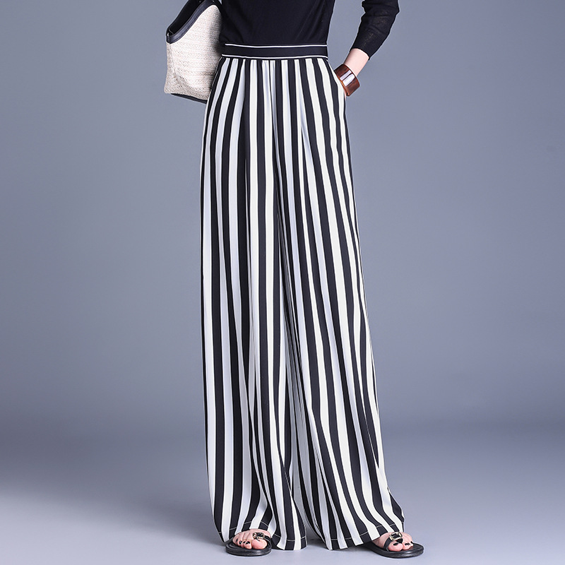 Chiffon Wide-leg Pants Womens Loose Straight-leg Casual Pants