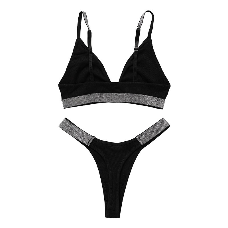 Knitted Thread Rhinestone Wireless Underwear Underwear Women's Bra Set