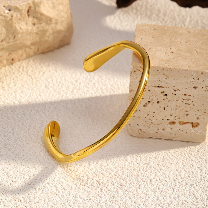 European And American Style Fashionable Stainless Steel Electroplated Open Cuff Bracelet