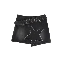 Retro Denim High Waist Slimming Skirt - Black - View 1