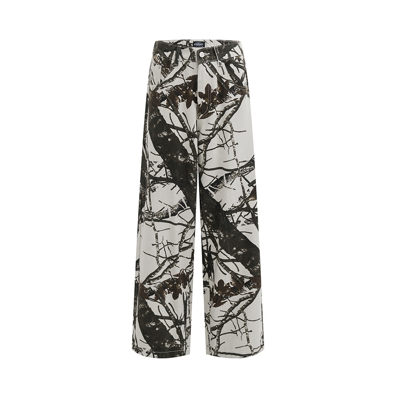 Loose American Retro Camouflage Workwear Wide Leg Pants - Image 8
