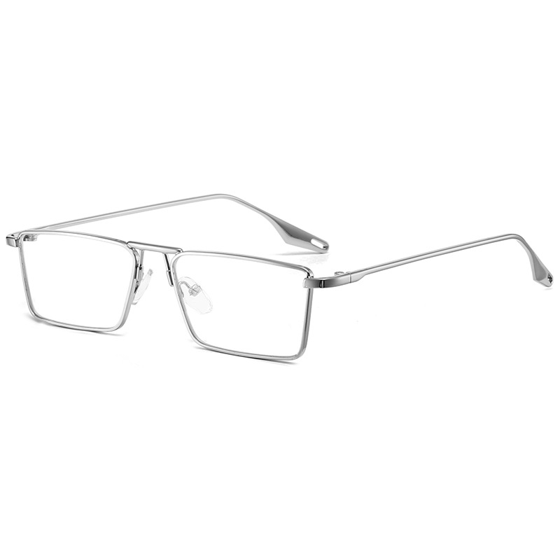 Small Square Box Sunglasses Women's Metal - Silver