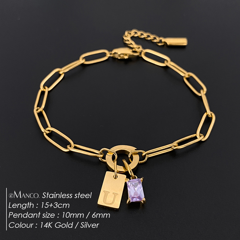 Womens Fashionable Rhinestone Letter Combination Bracelet Jewelry