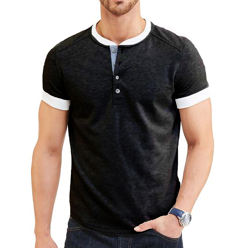 Title 21, Mens New Solid Color Patchwork Short Sleeve T-...