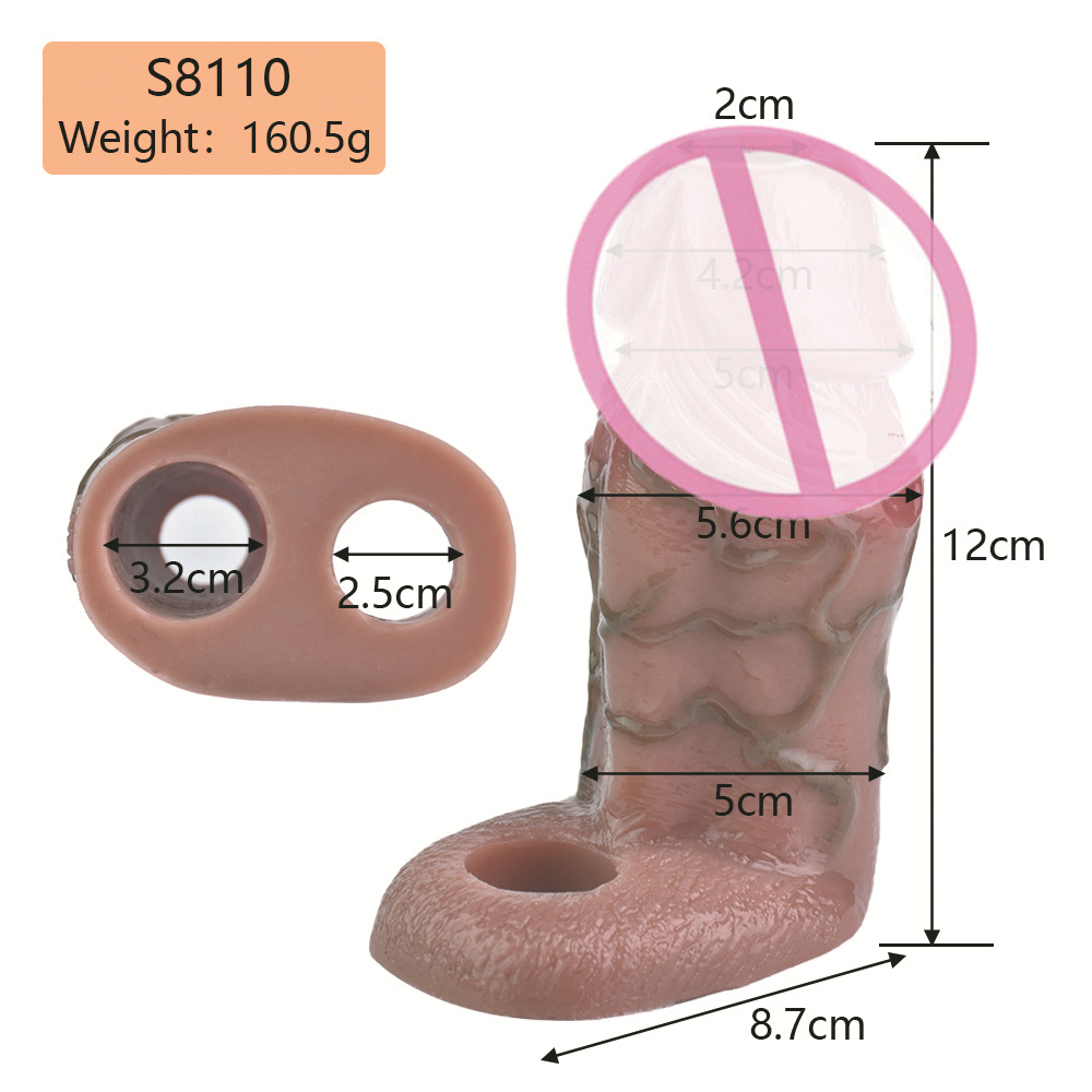 S8110 New Men's Soft Simulation Exotic Condom Silicone Dildos
