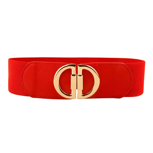 Elastic A Pair Of Buckles Wide Belt Women Red - Shop at LoveMi