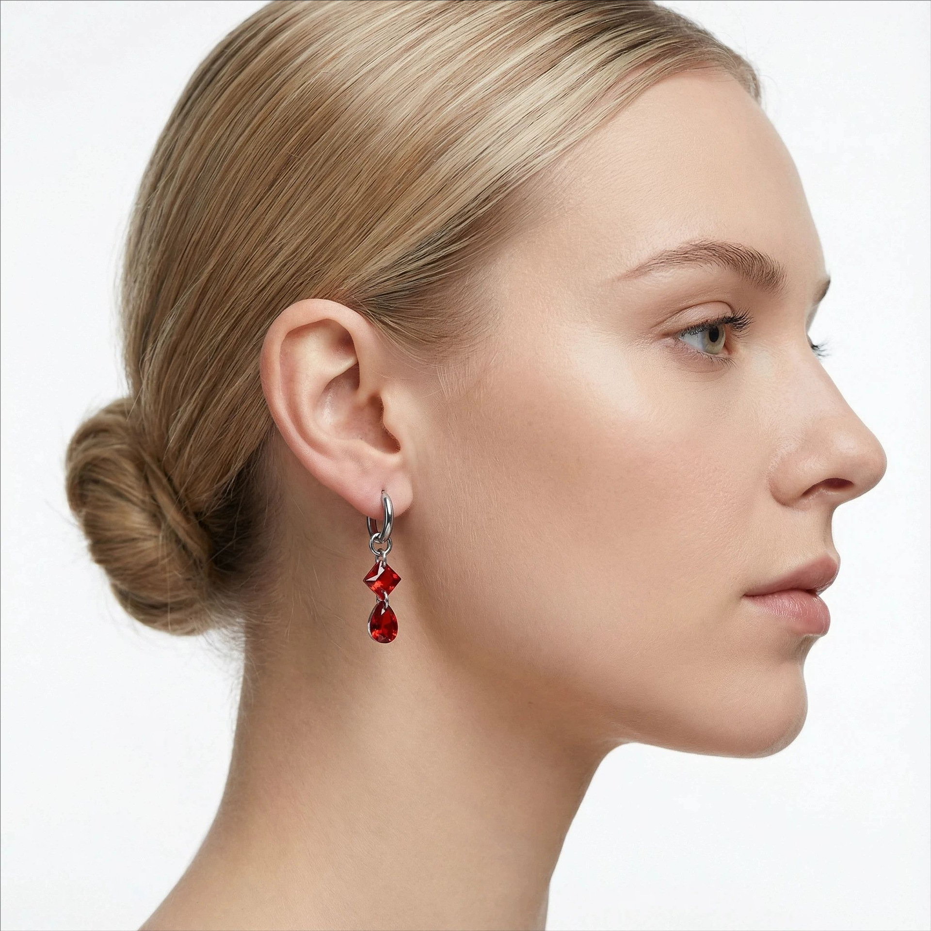 Water Drop Zircon Titanium Steel Earrings