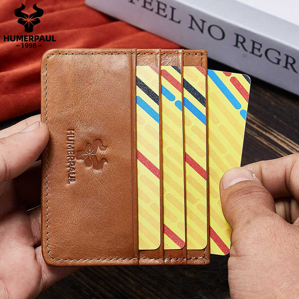 Suport card din piele naturală - portofel subțire din piele de vacă pentru permisul de conducere Carduri de credit Bus Pass Design minimalist portabil