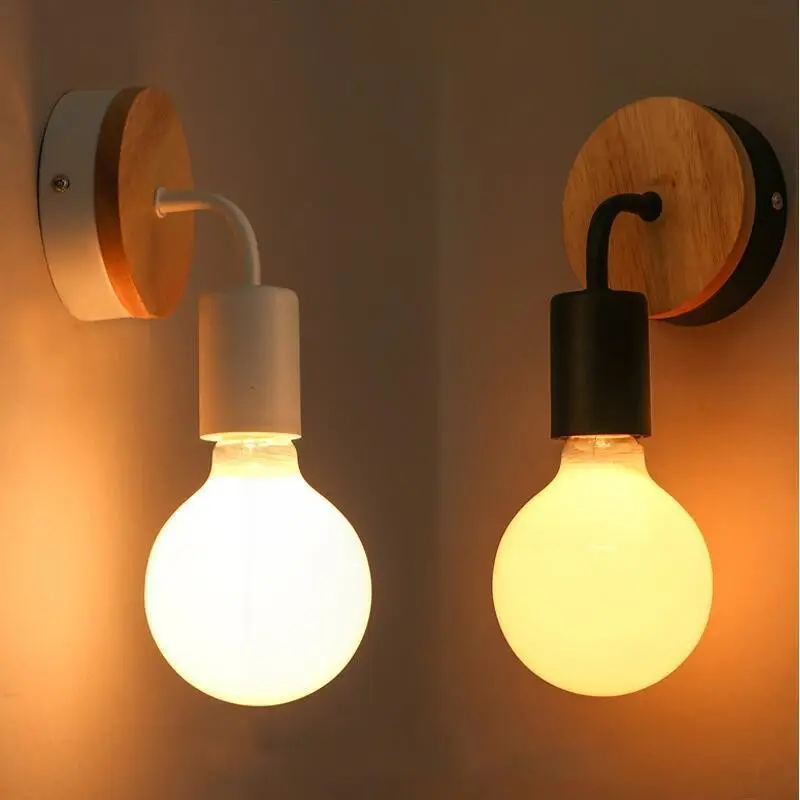 Solid Wood Small Wall Lamp Simple Iron