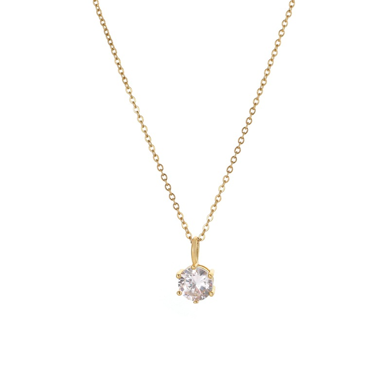 Collier Pendentif Zircon Titane — Style Coréen Minimaliste 5