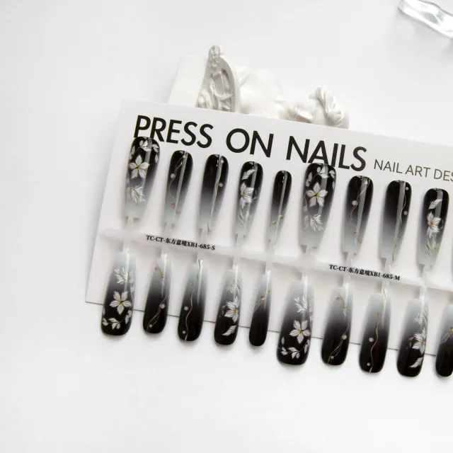 New Style Flower New Year Dark Prefabricated Nail Tip Wear Armor Oriental Artistic Conception - Shop at LoveMi