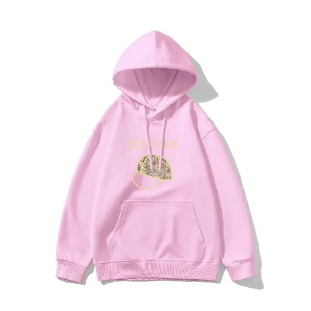 Winter Hooded Hoodie Women's Casual Printed Top Pink - Shop at LoveMi