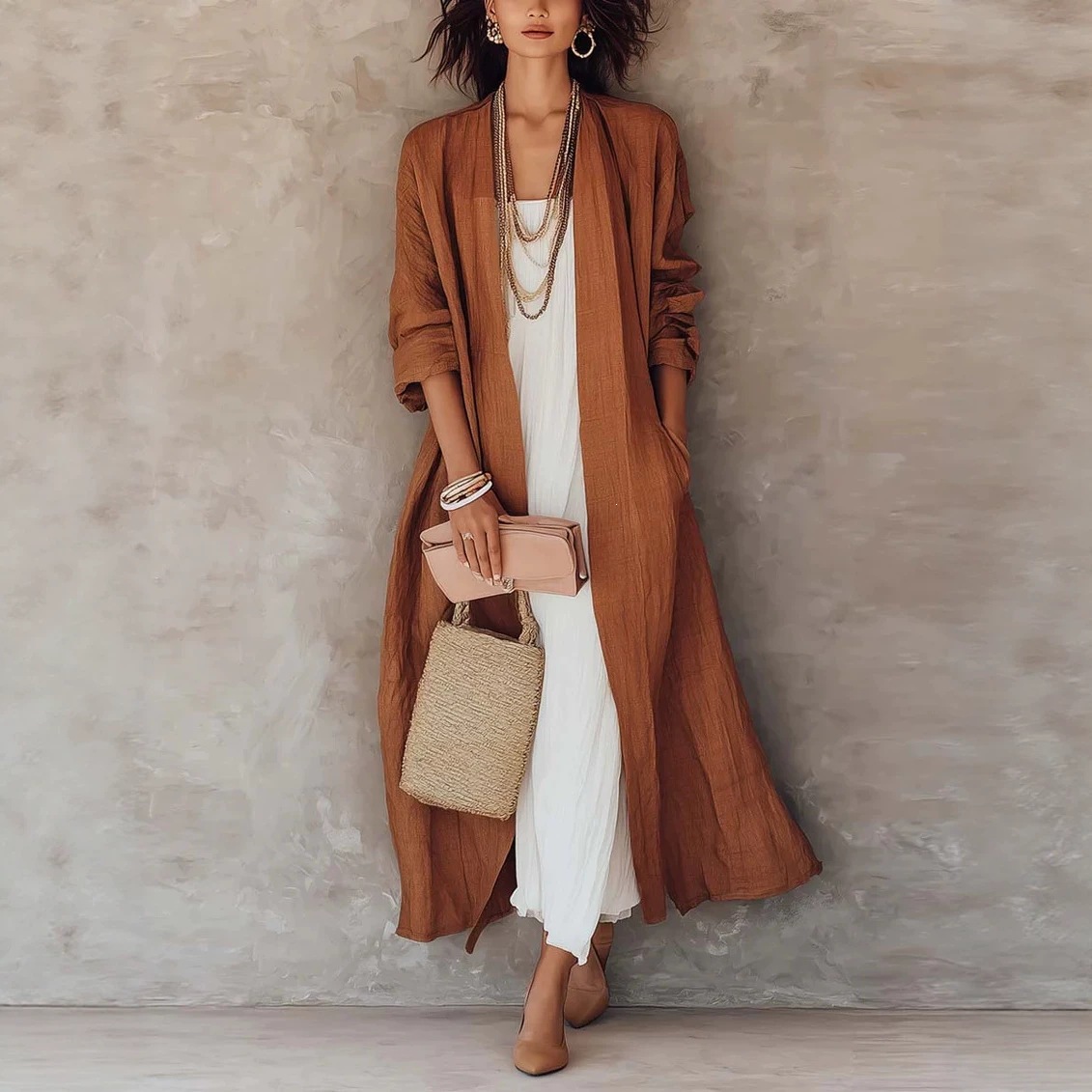 Laid-back Draping Loose-fitting Casual Resort Robe