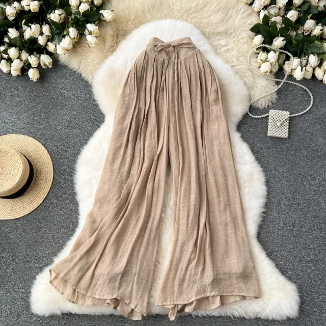Thin Slimming High Waist Chiffon Pants Loose Casual Pants Khaki - Shop at LoveMi