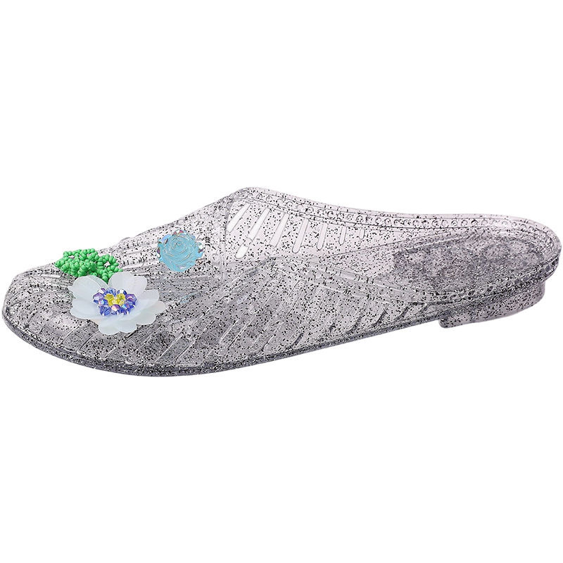 Rhinestone Flower Jelly Sandals