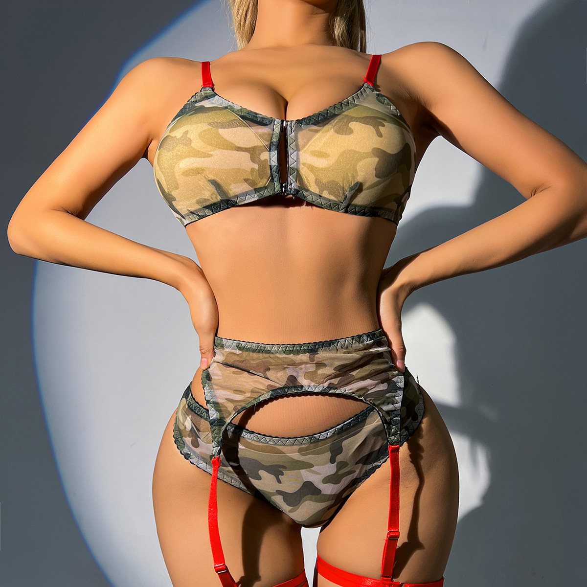 Title 8, Camouflage Mesh Split Underwear Sexy Suit Whole...