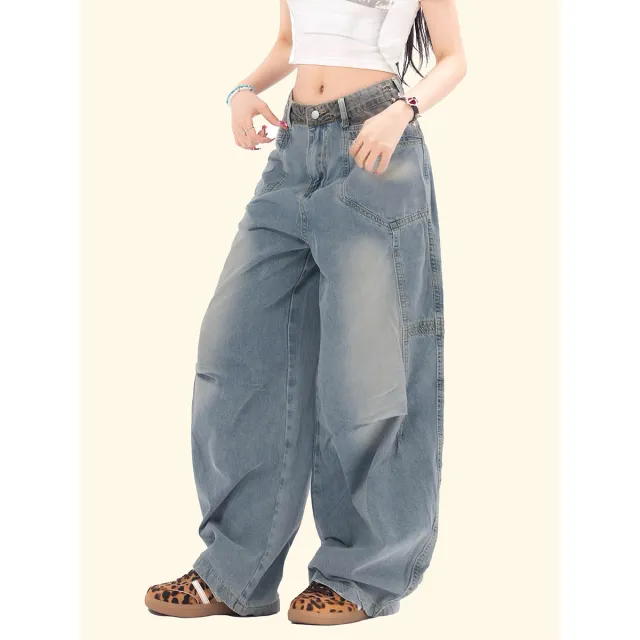 Fashionable Pleated Design Jeans For Women Blue - Shop at LoveMi