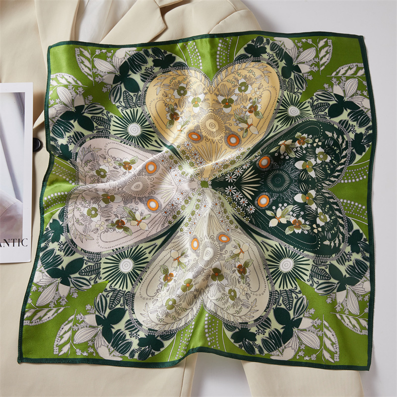 Black Four-Panel Silk Authentic Silk Scarf