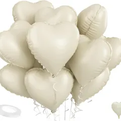 Cream Heart-shaped Balloon Valentine's Day - Cream Colour 10 - View 1