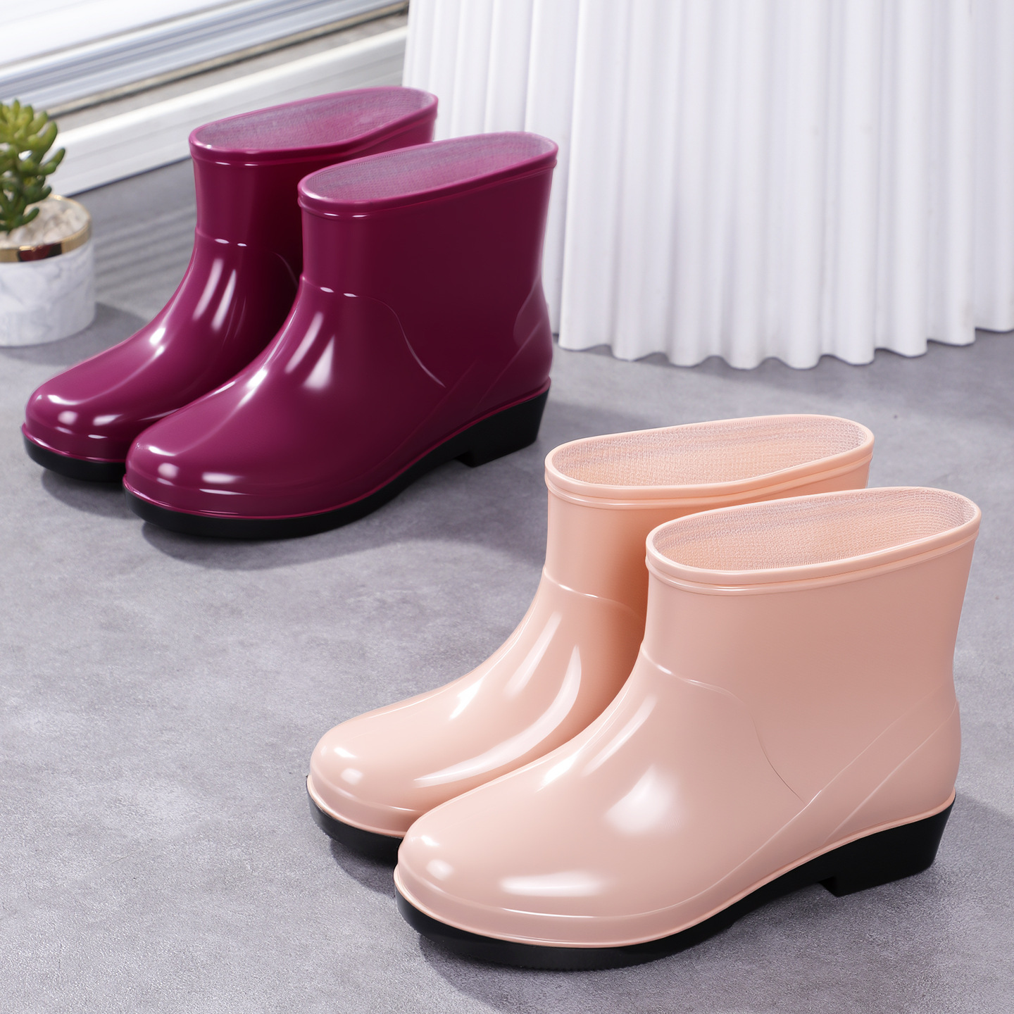 Fashionable Rain Boots For Women, Outdoor Wear Adult-sized Low-cut Waterproof 8