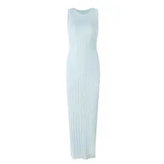 Retro Sleeveless Knitted Vest Women's Waist-Cinching Slimming Sheath Dress - Blue - View 1