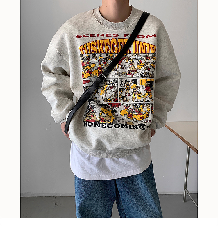 Title 1, Street Trend Cartoon Print Sweatshirt Crew Neck...