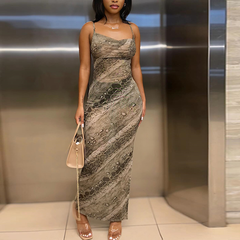 Women's Clothing Snake Pattern Printed Dress