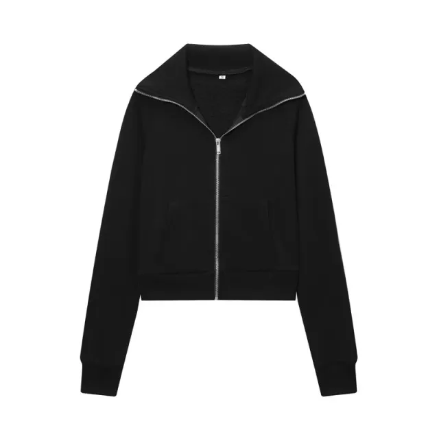 Lapel Fleece Jacket High waist Stretch Flared Pants Black - Shop at LoveMi