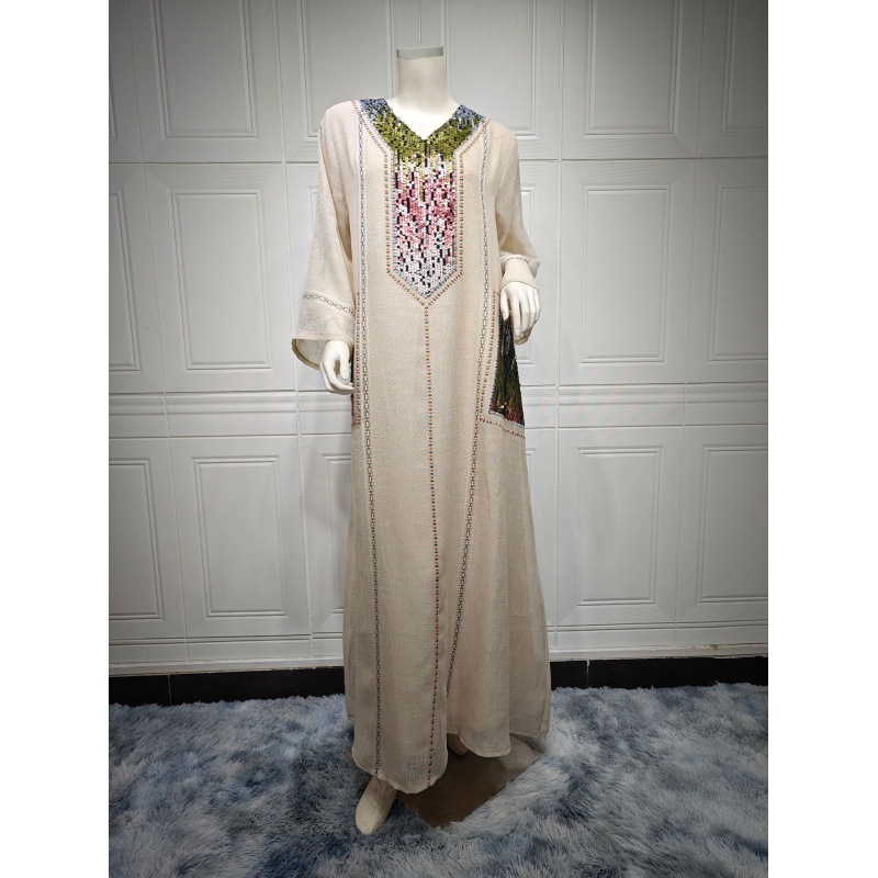 Sequin Embroidered V-Neck Long Dress, picture 9 of 12