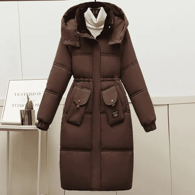 Plus Size Cotton padded Clothes Women's Clothing Overknee Long Brown - Shop at LoveMi