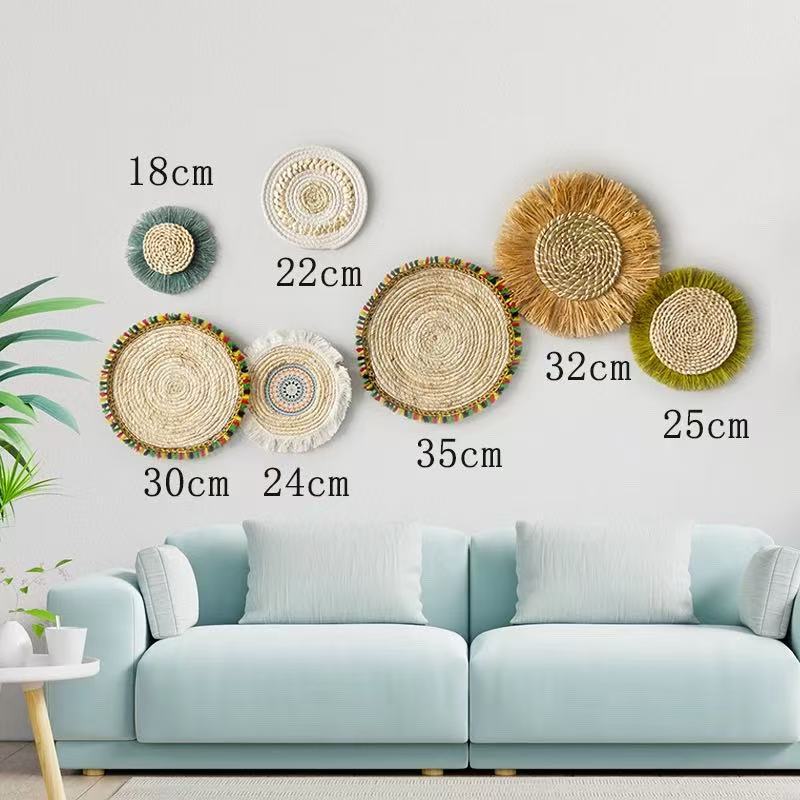Woven Raffia Wall Hanging Set, picture 3 of 9
