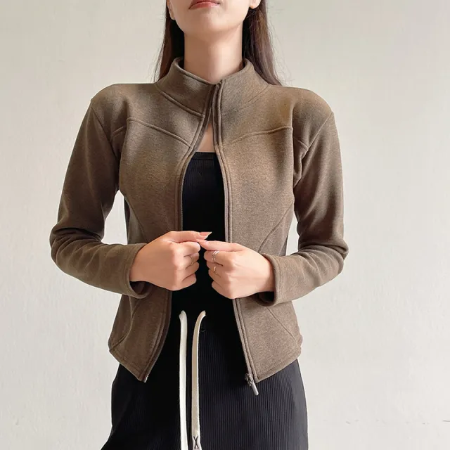 Stand Collar Short Coat Cashmere Hoodie Women Plus Velvet Thickening Picklesgreen - Shop at LoveMi