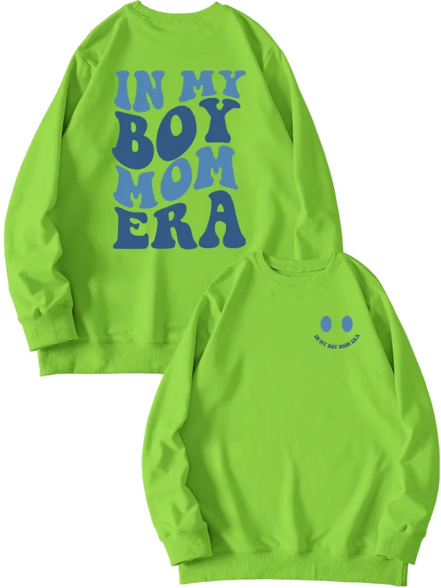 Double sided Printed Pullover Sweatshirt Long sleeved Shirt Fluorescent Green - Shop at LoveMi