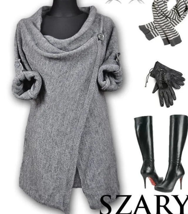 Women's Cardigan Sweater Irregularity Coat Light Gray - Shop at LoveMi