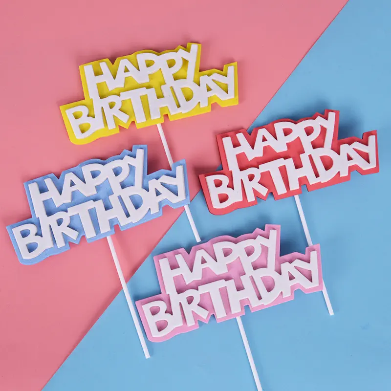 Happy Birthday Cake Decoration Card Color EVA