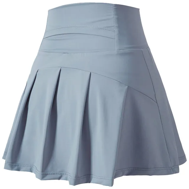 Anti exposure Loose High Waist Slimming Yoga Tennis Culottes Light Blue With Pocket - Shop at LoveMi