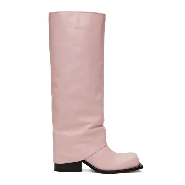 Large Apron Boots Thick Square Round Head Long Canister Boots Lotus Root Super Migration 38 - Shop at LoveMi