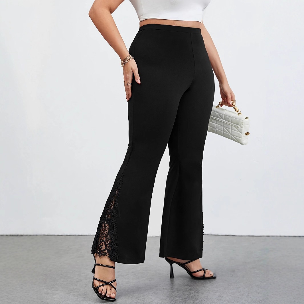 Women's Fashionable Casual Pants Versatile Lace Flared Trousers