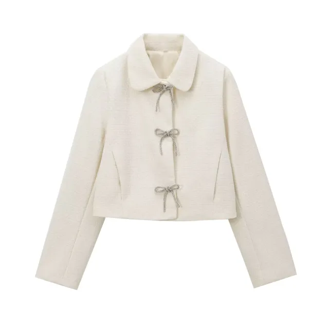 Graceful And Fashionable Round Neck Single breasted Solid Color Coat Beige - Shop at LoveMi